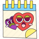 love, sticker, date, schedule, calendar, heart, valentine