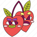 love, sticker, cherry, fruit, food, valentine, heart