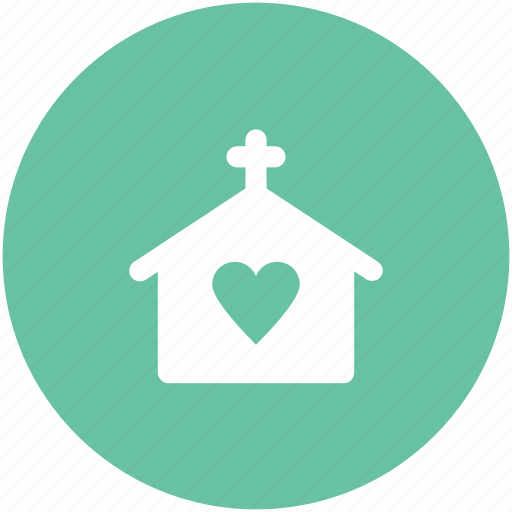 Building, church, happiness, heart sign, marriage service, wedding ceremony, wedding chapel icon - Download on Iconfinder