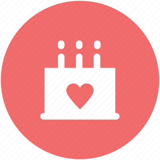 Cake, candles, decorated cake, dessert, happiness, heart sign, valentine day icon - Download on Iconfinder