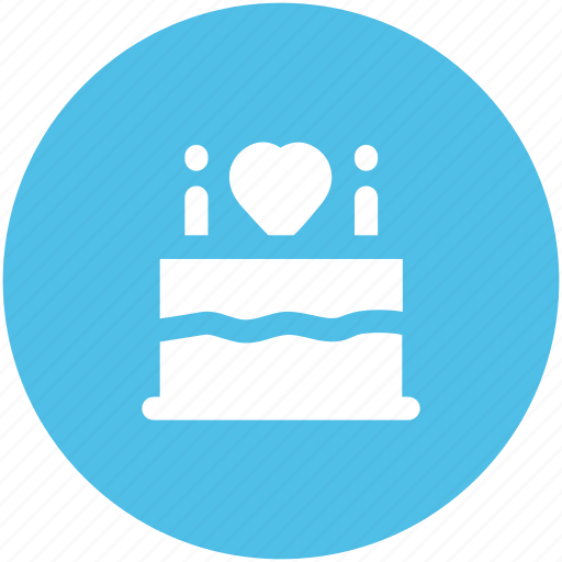 Cake, candles, decorated cake, dessert, happiness, heart sign, valentine day icon - Download on Iconfinder