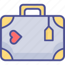 heart on suitcase, honeymoon, luggage with heart, suitcase