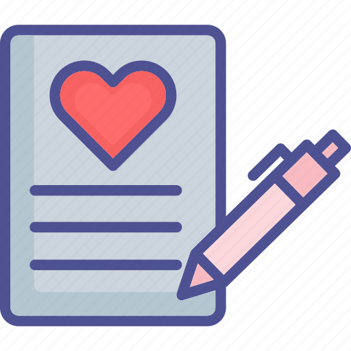 Heart paper, pencil, letter, letter writing icon - Download on Iconfinder