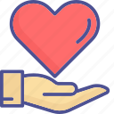 care sign, hand, heart, heart on hand 