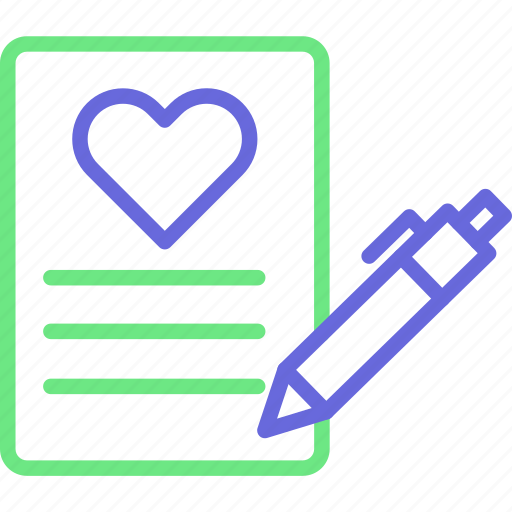 Heart paper, pencil, letter, letter writing icon - Download on Iconfinder