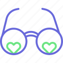 heart with glasses, eyeglasses, eyeshade, eyewear