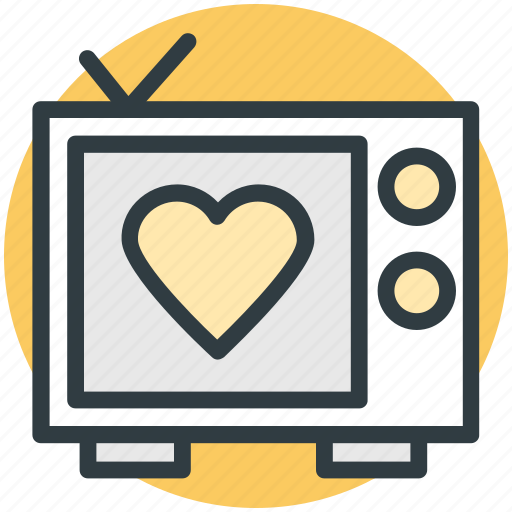 Broadcasting, media, retro television, retro tv, screen heart icon - Download on Iconfinder