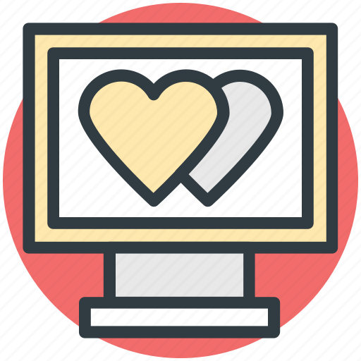 Hearts sign, love via internet, media, monitor, valentines day icon - Download on Iconfinder
