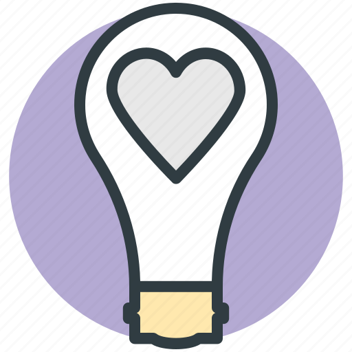 Bulb, electricity, heart in bulb, lightbulb, romantic theme icon - Download on Iconfinder