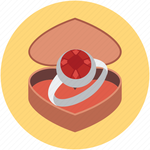 Box for ring, heart shaped case, open jewel case, open ring case, ring case icon - Download on Iconfinder