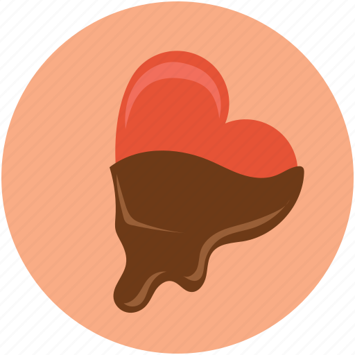 Chocolate, chocolate heart, chocolate syrup, dessert, heart shaped candy, sweet icon - Download on Iconfinder
