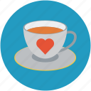 cup of tea and heart, love concept, romance, tea with love sign, teacup with heart