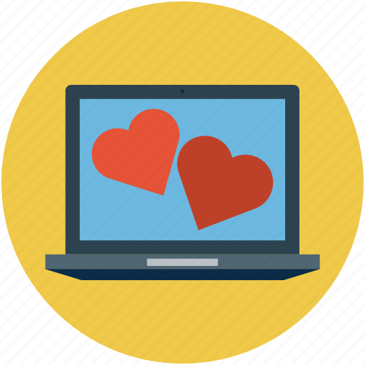 Hearts on computer screen, internet, love hearts and laptop, online romance, screen hearts, two hearts on screen icon - Download on Iconfinder