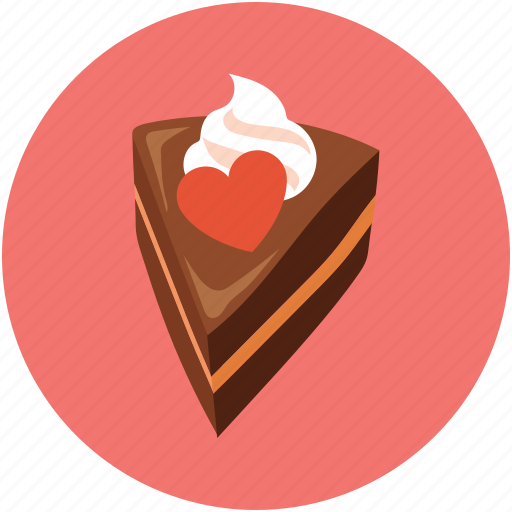 Cake piece, cake piece with heart, chocolate cake, dessert, pastry icon - Download on Iconfinder