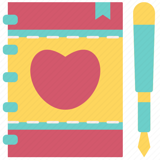 Diary, love, planner, heart, pen, secret, notebook icon - Download on Iconfinder