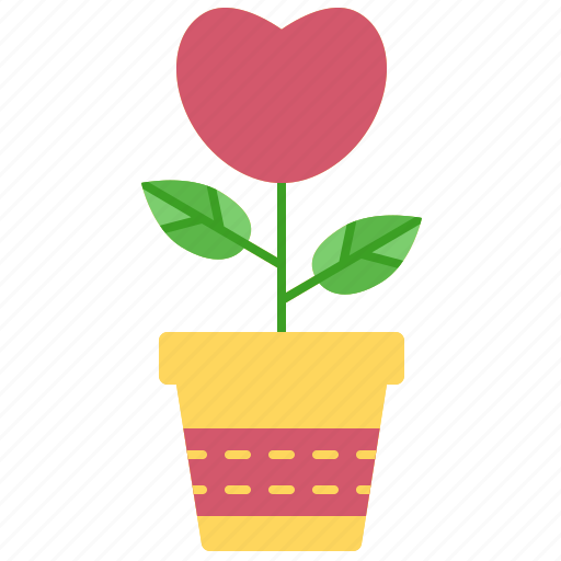 Love, plant, pot, valentines, romantic, heart, sprout icon - Download on Iconfinder