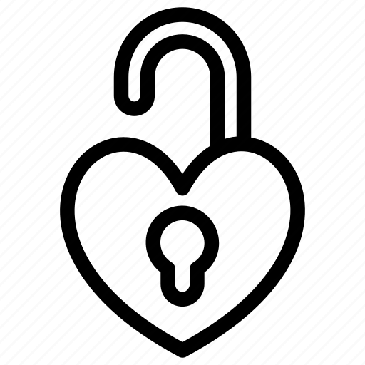 Unlock, heart, hole, key, keyhole, romance, dating icon - Download on Iconfinder