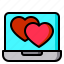 laptop, heart, love, romance, valentine