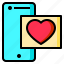 smartphone, heart, love, romance, like 