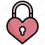padlock, heart, security, love, key 