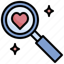 search, love, romance, magnifying, glass, heart