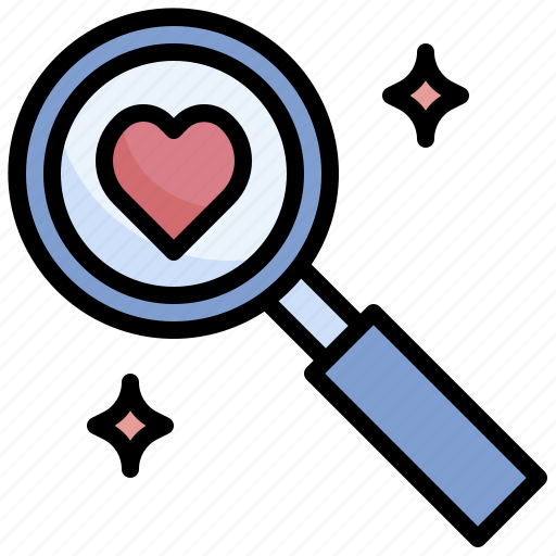 Search, love, romance, magnifying, glass, heart icon - Download on Iconfinder