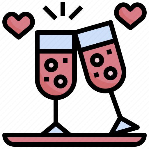 Wine, glasses, heart, love, romance, alcohol icon - Download on Iconfinder