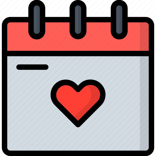 Calendar, time and date, romantic date, panning, schedule, heart icon - Download on Iconfinder