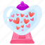 gumball machine, valentine bubblegum, chewing gum, love bubblegum, valentine sweet 