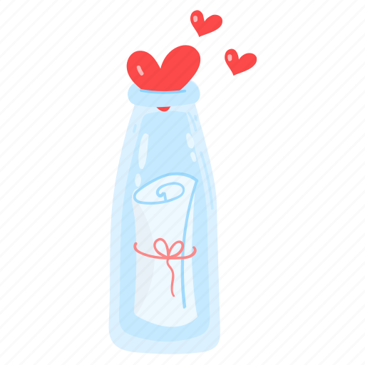 Love message, message bottle, wish bottle, love note, bottle sticker - Download on Iconfinder