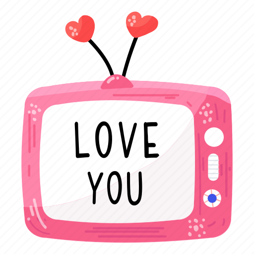 Love you, tv, television, broadcasting, electronic sticker - Download ...