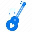 guitar, heart, instruments, music