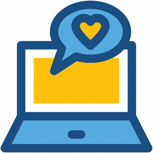 Heart, laptop, love chatting, lover chatting, romantic chat icon - Download on Iconfinder