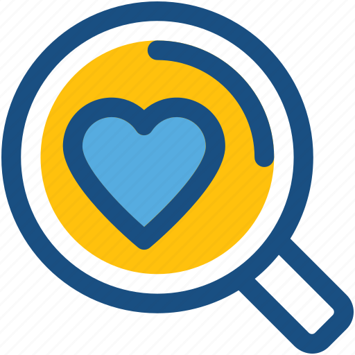 Exploring love, find partner, heart, magnifier, searching love icon - Download on Iconfinder