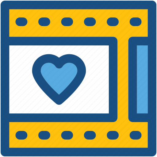 Film strip, heart, movie strip, romantic movie, romantic video icon - Download on Iconfinder