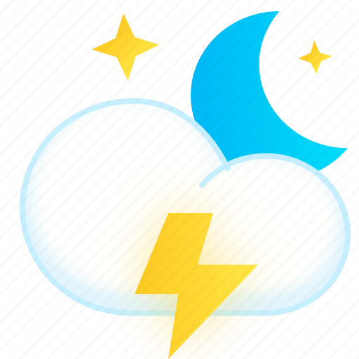 Night, thunder, weather, cloud, lightning, moon icon - Download on Iconfinder