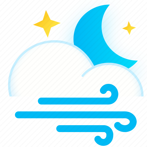 Night, weather, wind, cloud, moon, windy icon - Download on Iconfinder