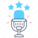 microphone, stars, podcast, review