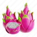 fruit, dragon fruit, 3d icon, 3d illustration, 3d render, lunar new year, chinese new year, chinese, china 