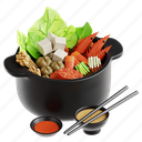 hot, hot pot, 3d icon, 3d illustration, 3d render, lunar new year, chinese new year, chinese, china 