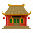 traditional, building, traditional building, 3d icon, 3d illustration, lunar new year, chinese new year, chinese, china 