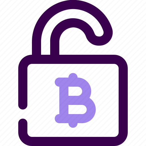 Bitcoin, cryptocurrency, digital currency, unlock, secure, protection icon - Download on Iconfinder