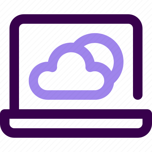 Weather, forecast, climate, laptop, technology, cloud, sun icon - Download on Iconfinder