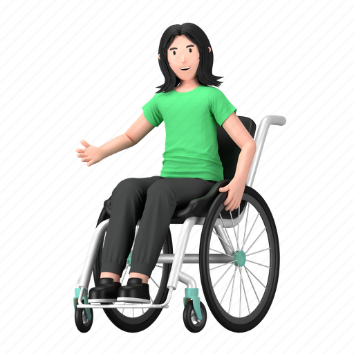 Wheelchair, disability, disabled, handicap, patient, girl, accessibility 3D illustration - Download on Iconfinder