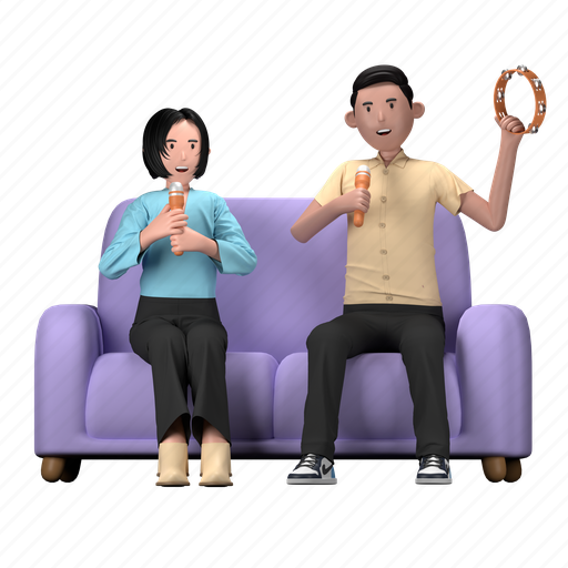 Karaoke, microphone, music, sing, singing, woman, man 3D illustration - Download on Iconfinder