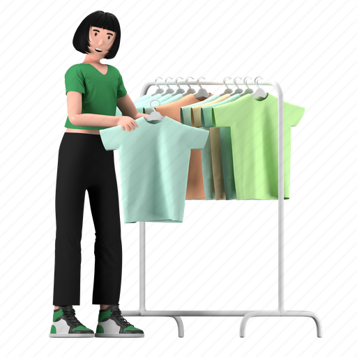 Restock, display, product, t-shirt, clothes, clothing, girl 3D illustration - Download on Iconfinder