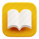 books, macos app, 3d icon, 3d illustration, 3d render, reading, literature 