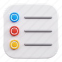 reminders, macos app, 3d icon, 3d illustration, 3d render, tasks, to-do 