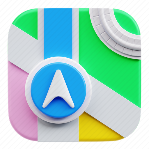 Maps, macos app, 3d icon, 3d illustration, 3d render, navigation ...