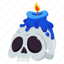 skull, candle, flame, halloween